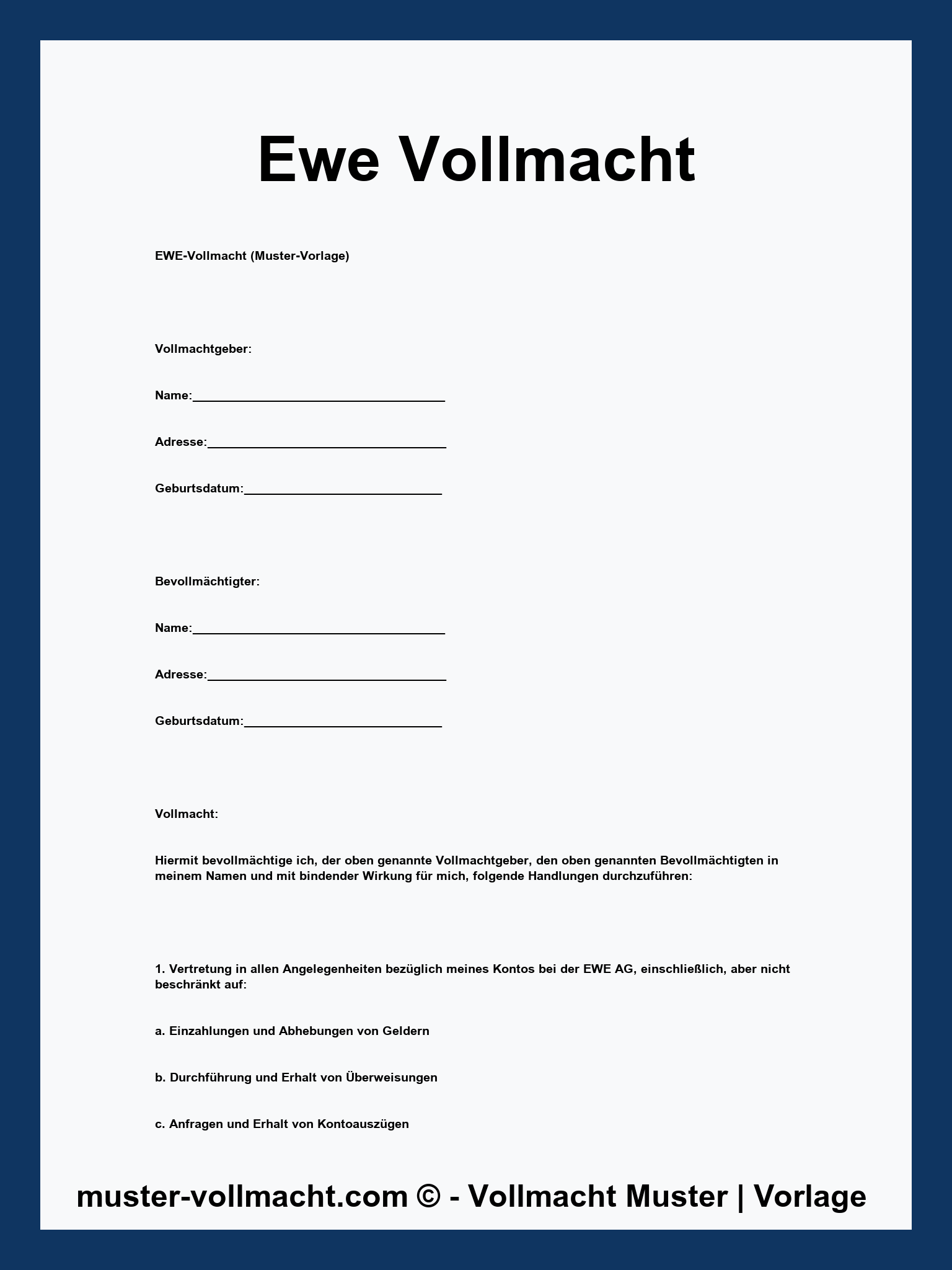 Ewe Vollmacht - Word - PDF