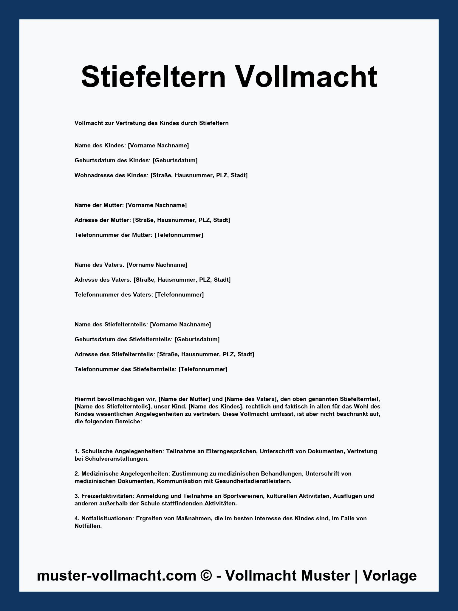 Stiefeltern Vollmacht - PDF - Word